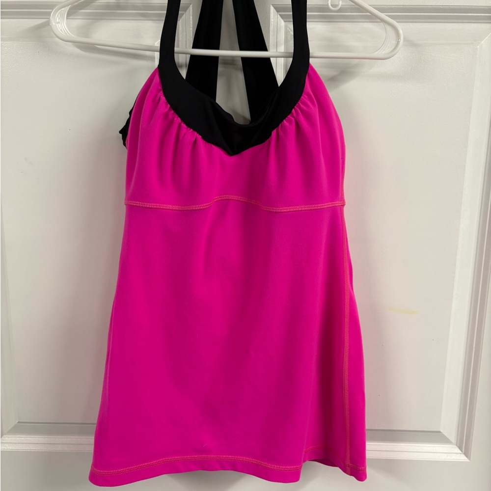 Lululemon Scoop Me Up Tank Top Women's Size 6 Hot Pink /Black